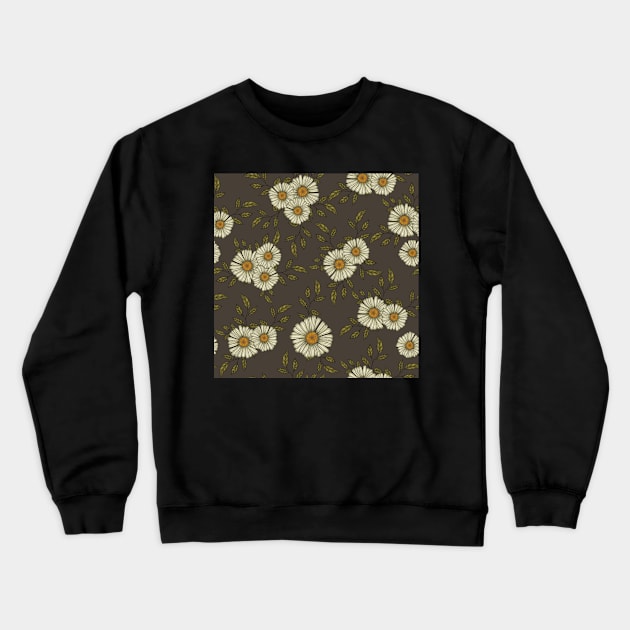 Daisy Flowers and Leaves Pattern Crewneck Sweatshirt by rnmarts